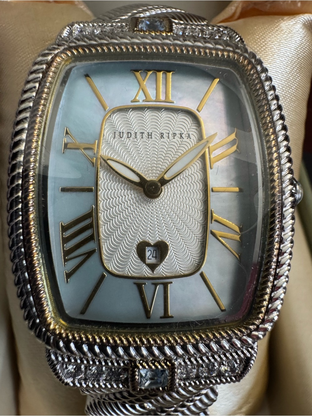 Judith Ripka Blue Topaz & Mother-ofPearl Stainless Steel Watch w/Quartz Movement - Picture 2 of 15
